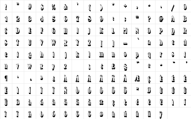 BernhardAntDBolConSh1 Regular  glyph index