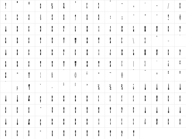 WainwrightICG Medium  glyph index