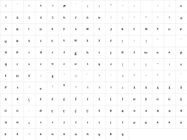 Harler Mixgiter Regular  glyph index