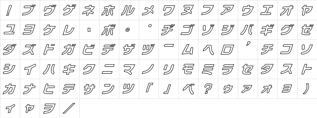 Chibacity Outline  glyph index