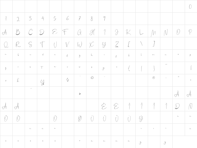 Edellyn Regular  glyph index