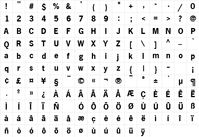 Macro Black SSi Black  glyph index