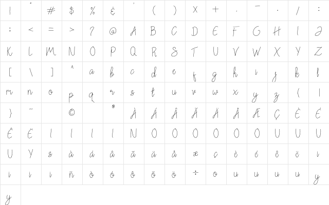 ChattagirieFree Regular  glyph index