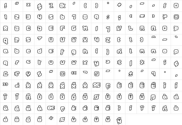DorisOrangeJuicy Medium  glyph index