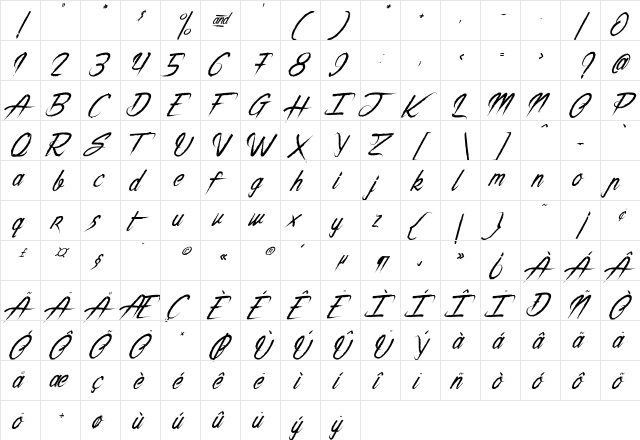 The Night Creatures Regular  glyph index