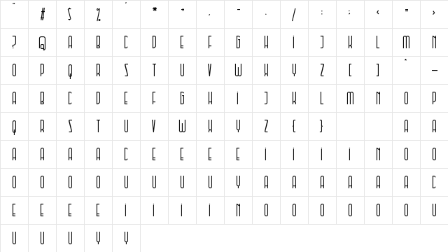 Kalliant Regular  glyph index