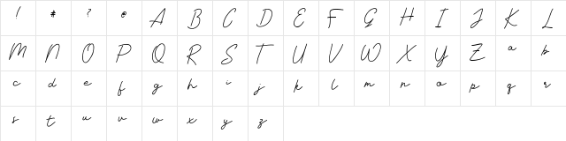 Livvie Signature Regular  glyph index