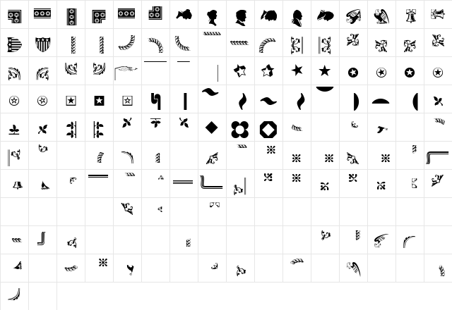 JournalDingbatsOneSSi Regular  glyph index