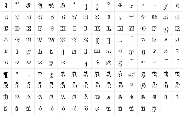 StymieTBlaRe1 Regular  glyph index