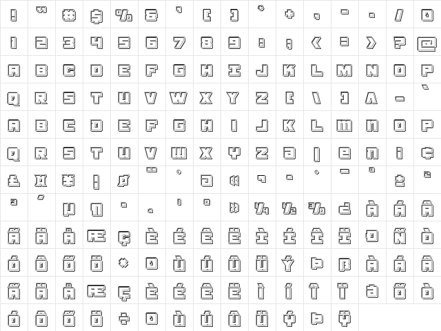 Samurai Terrapin Engraved Regular  glyph index