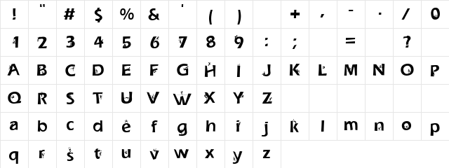 Younglad Regular  glyph index