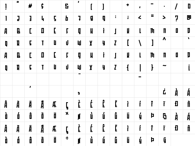 Qubiko Regular  glyph index