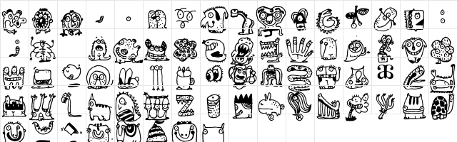Monsterocity Regular  glyph index