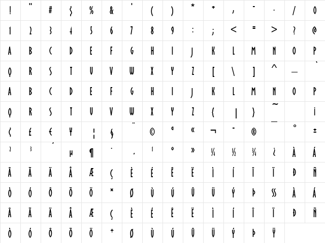 OklahomaSoft Regular  glyph index