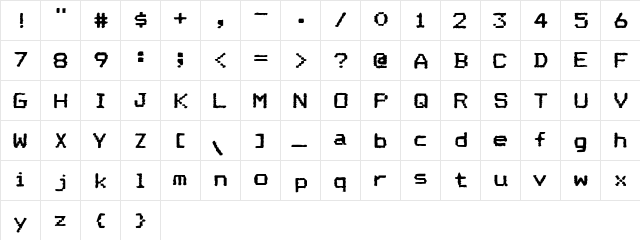 Datmatrix Regular  glyph index
