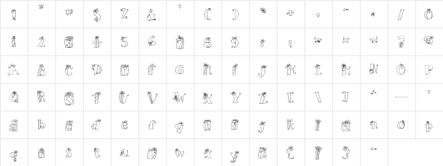 LDJ Present Time Regular  glyph index