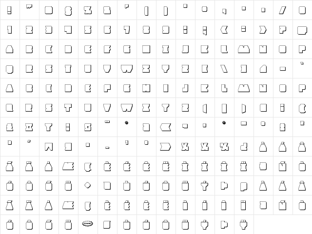 Contour of Duty 3D Regular  glyph index