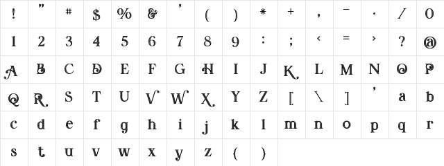 Amadeust Inline Inline  glyph index