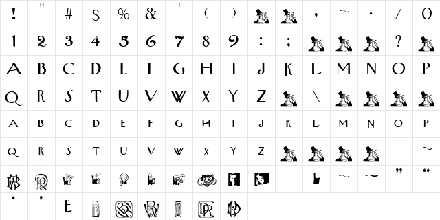 UpperWesSid Regular  glyph index