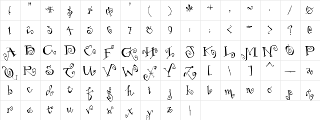 DJ Hip Regular  glyph index