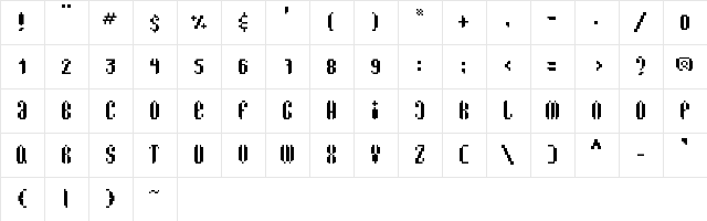 Atari Girl Regular  glyph index