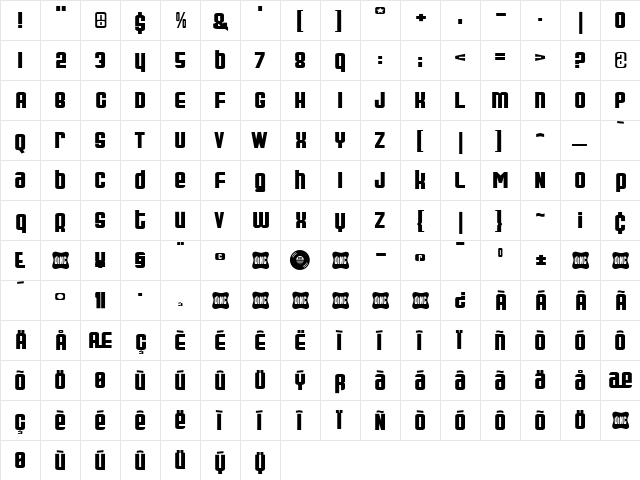 Recordhop Regular  glyph index