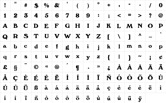 Annfold Regular  glyph index