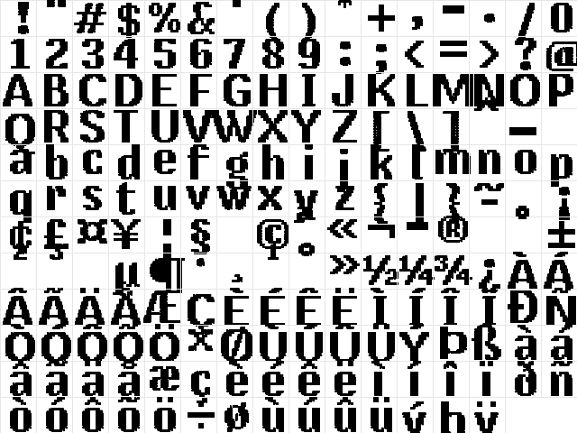 UF Mana-16alt Regular  glyph index