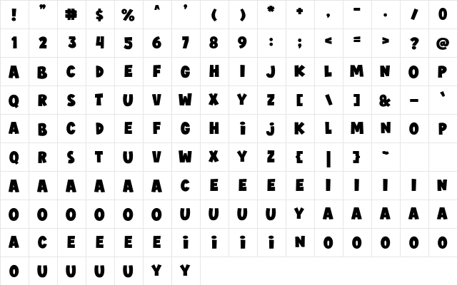 JIMMY BOYZ Regular  glyph index