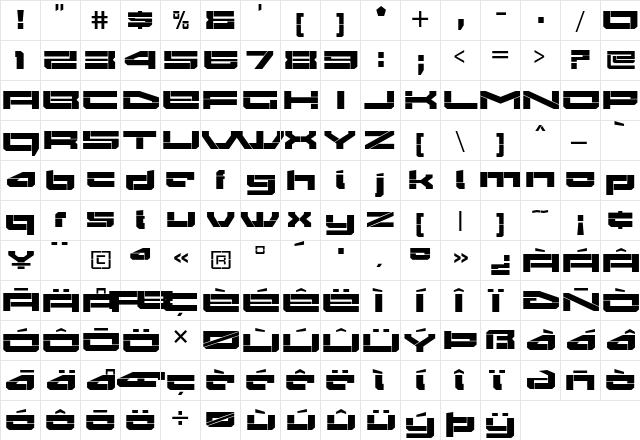 Gendouki Regular  glyph index