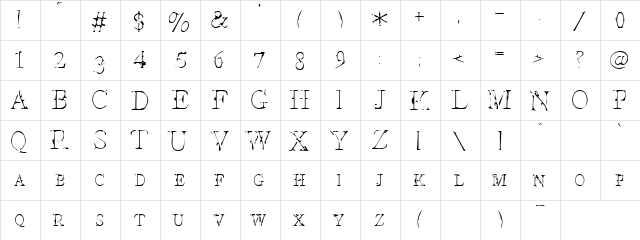 Terrible X Regular  glyph index