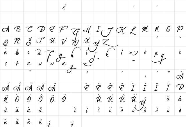dearJoe 5 alternatives Regular  glyph index