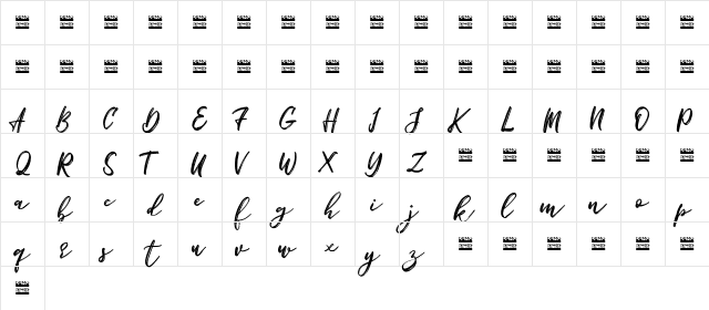 Bigbroade Demo Regular  glyph index