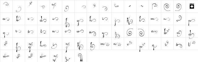 Pendulum Swings Regular  glyph index