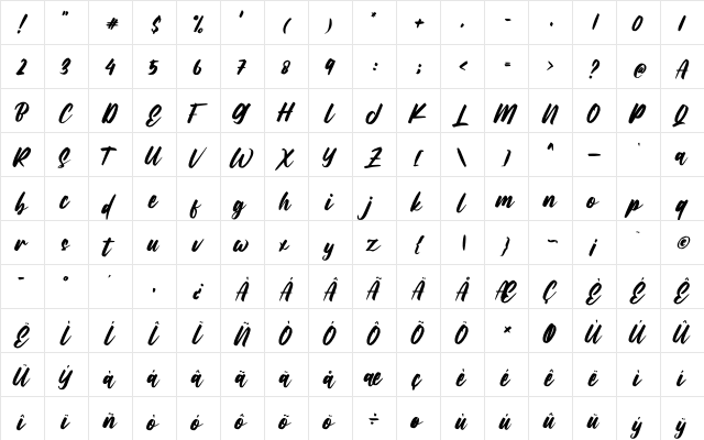 Black History Regular  glyph index