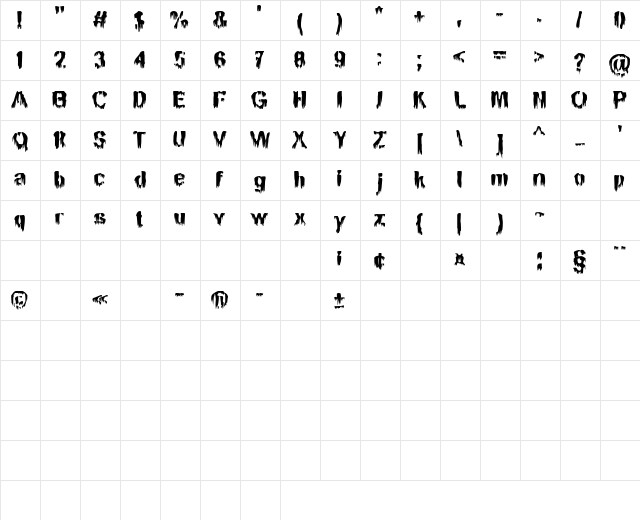 BN Manson Nights Regular  glyph index