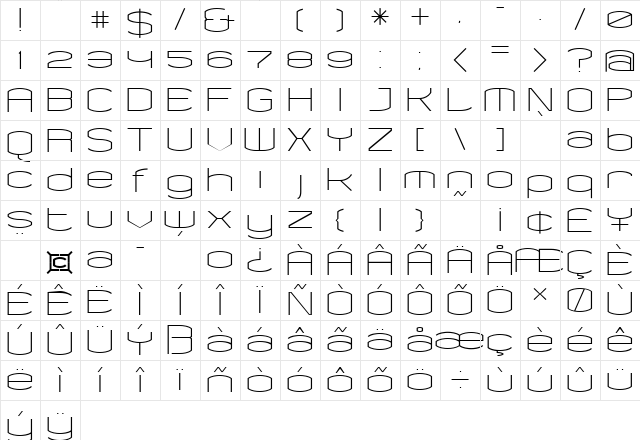 Chord Regular  glyph index