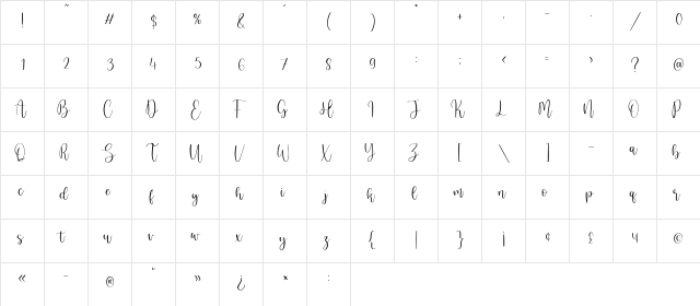 Bulandari Regular  glyph index