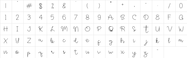 Hyper Script Demo Regular  glyph index