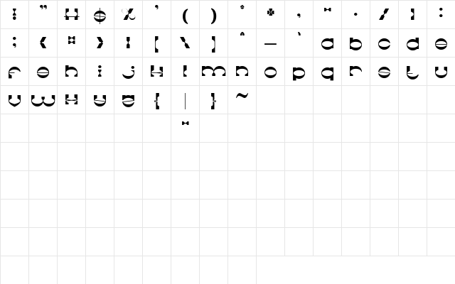 The Machine Gun-Light Regular  glyph index