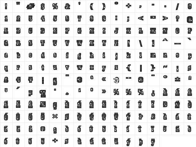 BurrisBlackShootout Regular  glyph index