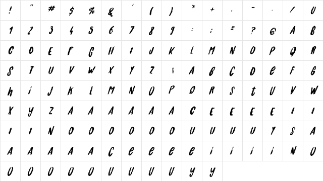 Originals 2 Italic Regular  glyph index