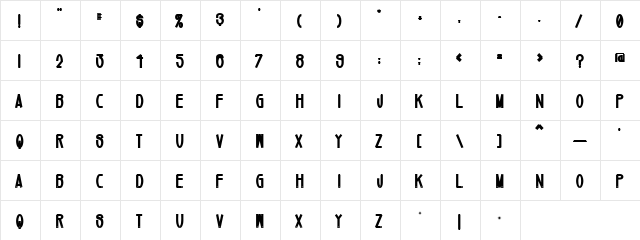 Mikey Jax Regular  glyph index