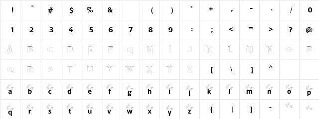 OctopusCapitalLessHollow Regular  glyph index