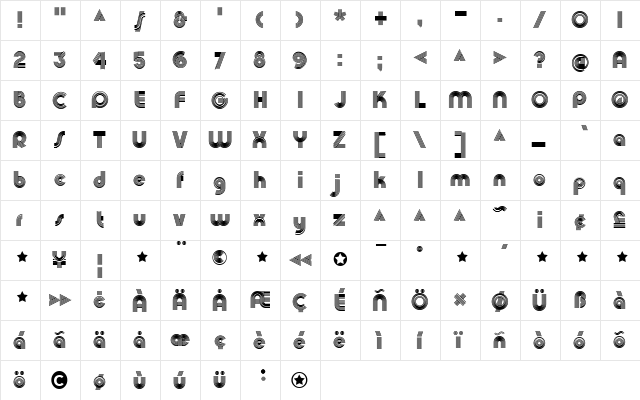 ChurchwardDesign5LineUpdated Regular  glyph index