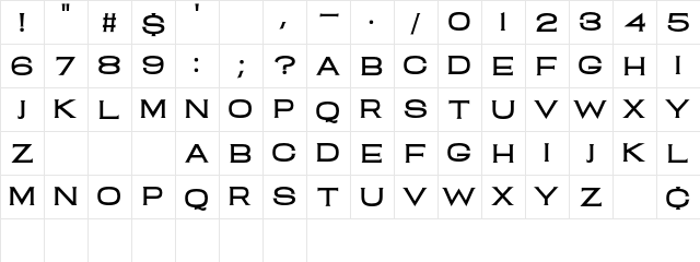 Clam Shack Regular  glyph index