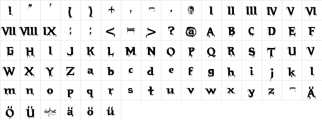 Hellraiser Bloody Regular  glyph index