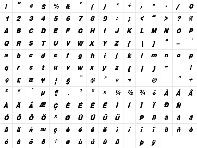 Communication 16 Regular  glyph index