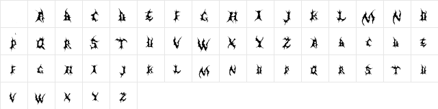 Dementia Demo Regular  glyph index