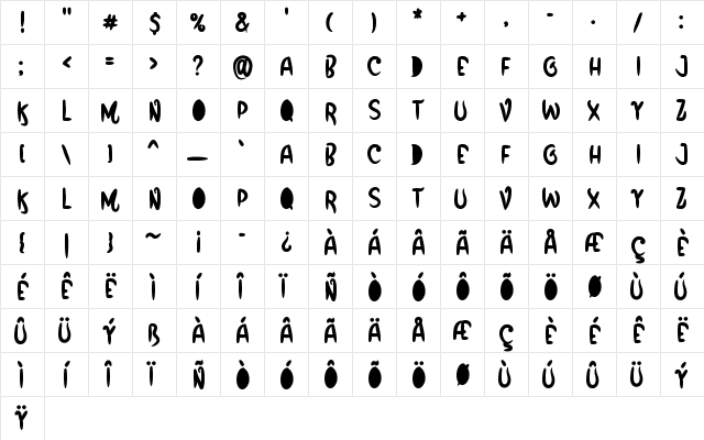 Funbox - Personal Use Only Regular  glyph index